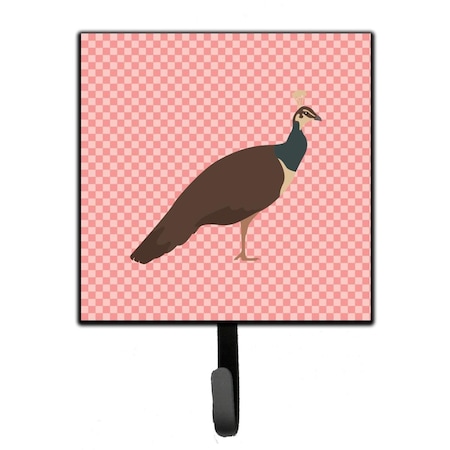 Carolines Treasures Indian Peahen Peafowl Pink Check Leash or Key Holder BB7927SH4